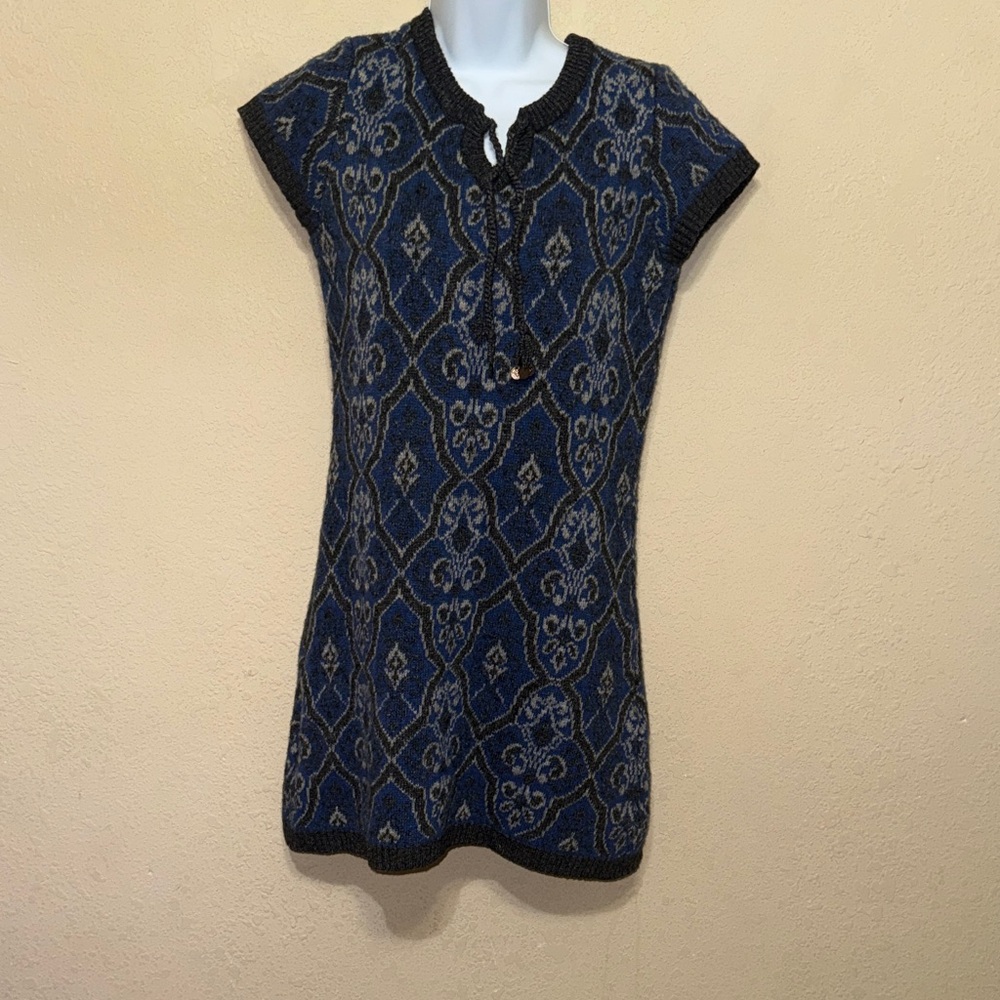 Sundance Gray and Blue Knit Pullover dress lambswool/nylon blend